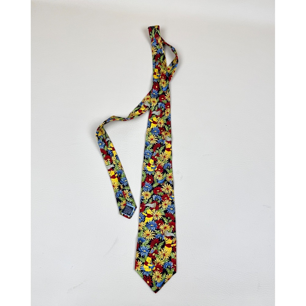 Disney Pooh OS Silk Tie Vintage Floral Butterfly Silk Made in Italy